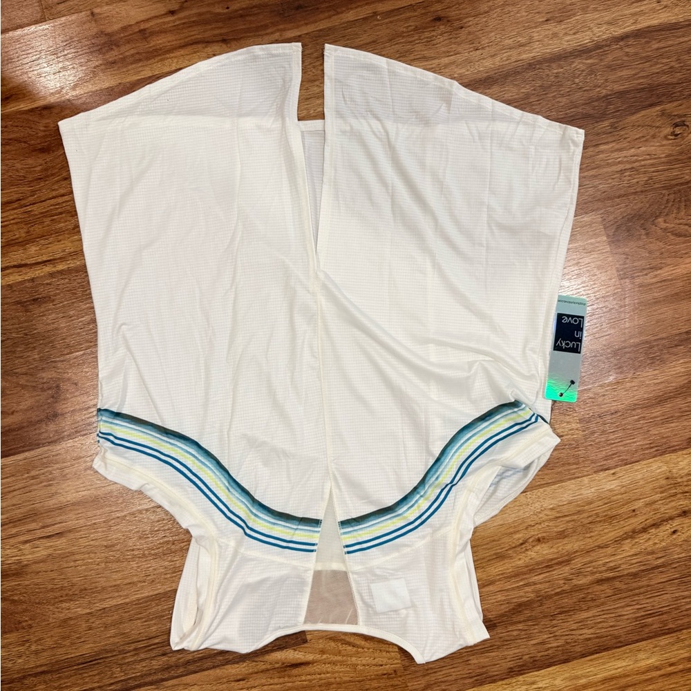 Lucky in Love White Skirt with Blue and Yellow/Green Stripe Accents - Picture 2 of 6